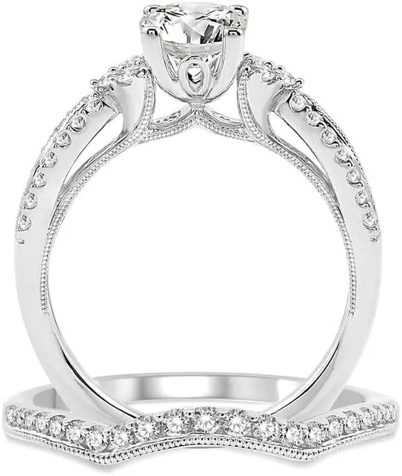 1.5 Carat Princess Cut Bridal Set Moissanite Engagement Rings for Women Platinum Plated Silver Princess moissanite rings