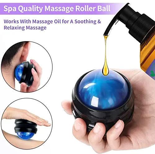 3 Pack Massage Oil for Massage Therapy with Massage Roller Ball,Ginger Oil Lymphatic Drainage & Arnica Sore Muscle & Lavender Relaxing Massage Oils-Spa Gift Mothers Day Fathers Day Gift for Men Women