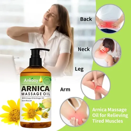 3 Pack Massage Oil for Massage Therapy with Massage Roller Ball,Ginger Oil Lymphatic Drainage & Arnica Sore Muscle & Lavender Relaxing Massage Oils-Spa Gift Mothers Day Fathers Day Gift for Men Women