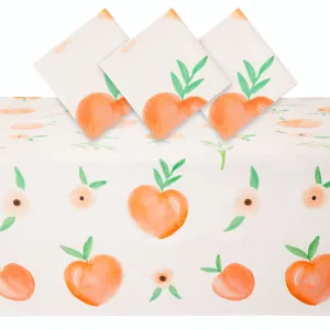 3 Pack Sweet Peach Tablecloths, 54x108 Inch Table Covers for Birthday and Baby Shower Party Supplies