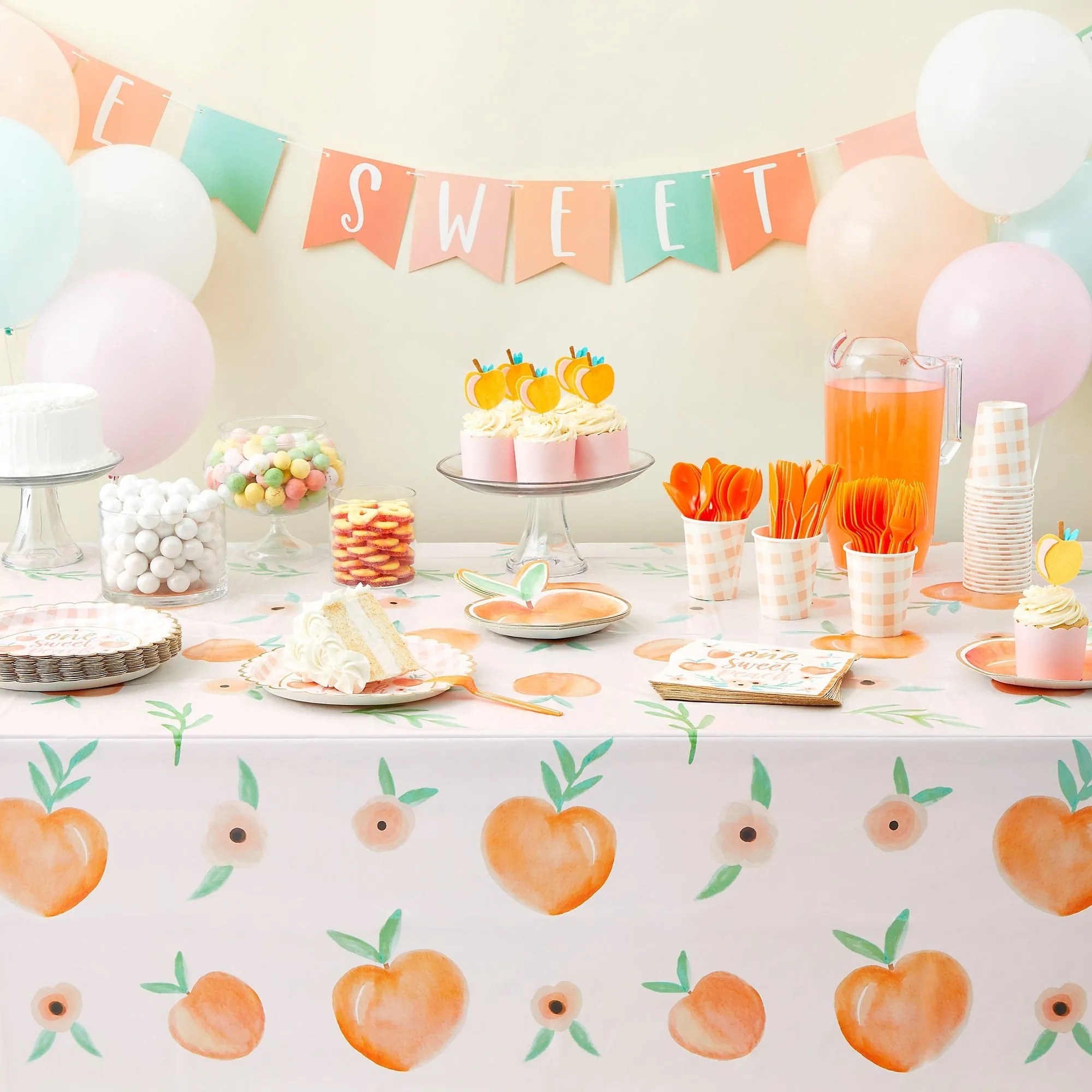3 Pack Sweet Peach Tablecloths, 54x108 Inch Table Covers for Birthday and Baby Shower Party Supplies