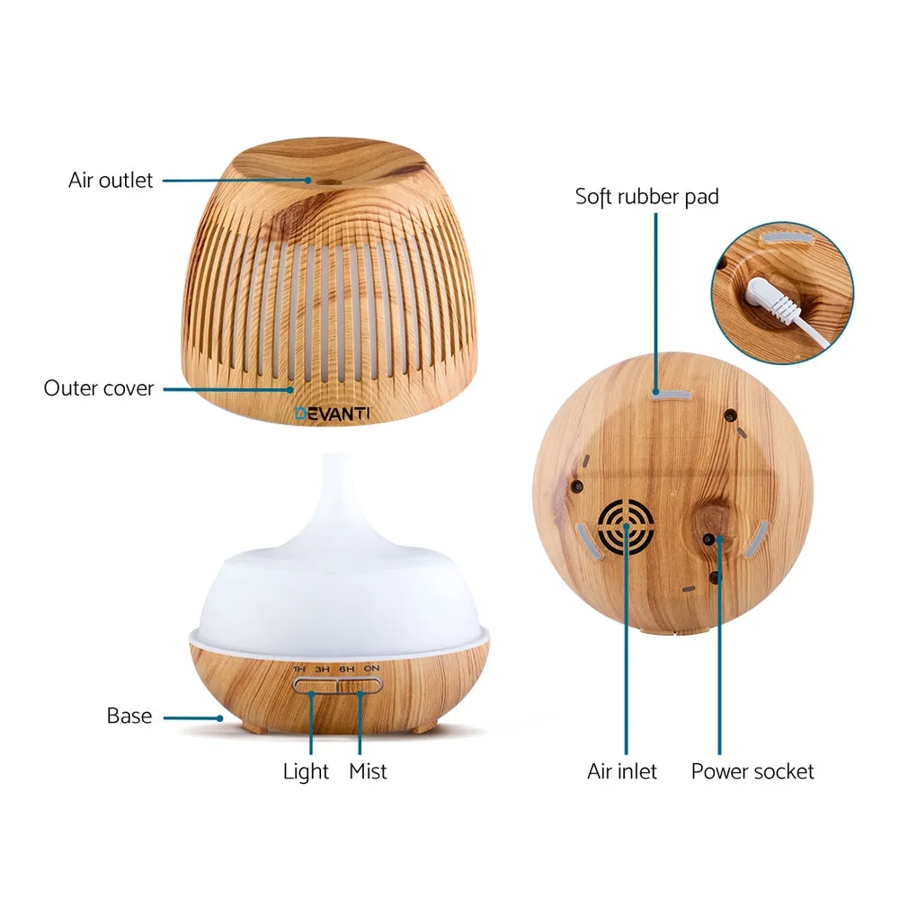Aromatherapy Diffuser Aroma Essential Oils Air Humidifier LED Light 400ml