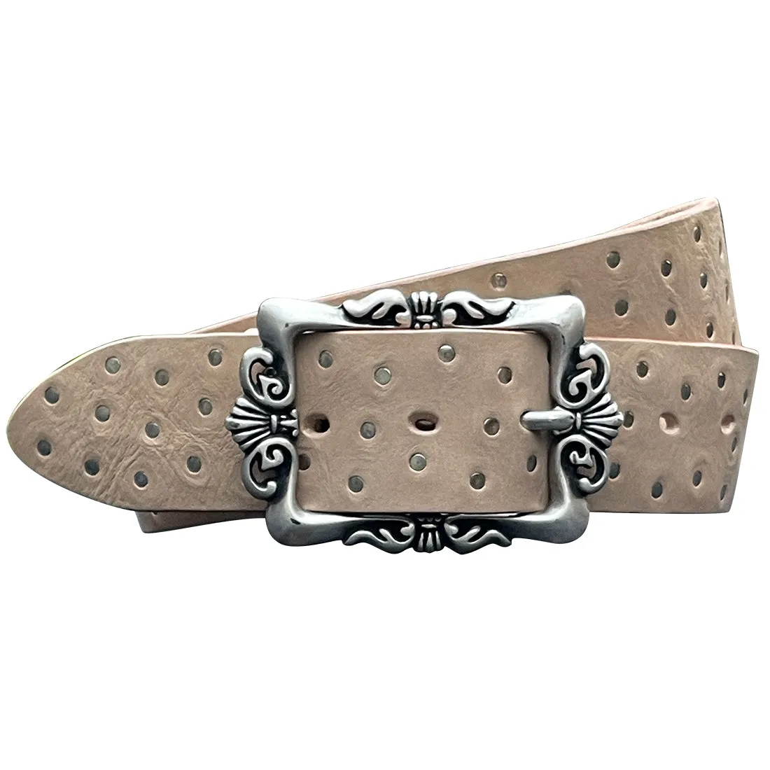 BRIO Curved Handmade Leather Tiny Rivet Belt