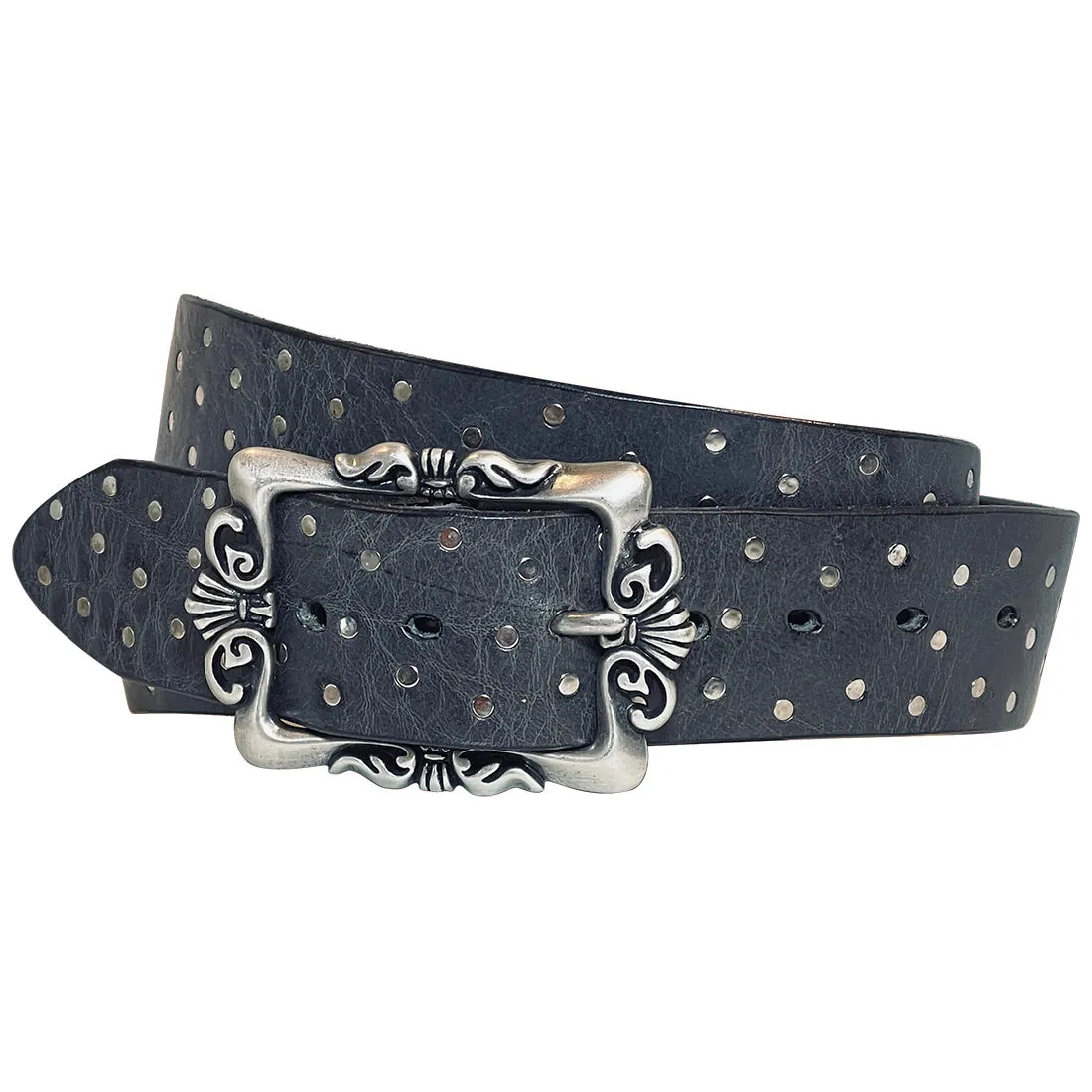 BRIO Curved Handmade Leather Tiny Rivet Belt