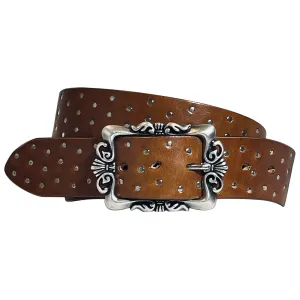BRIO Curved Handmade Leather Tiny Rivet Belt