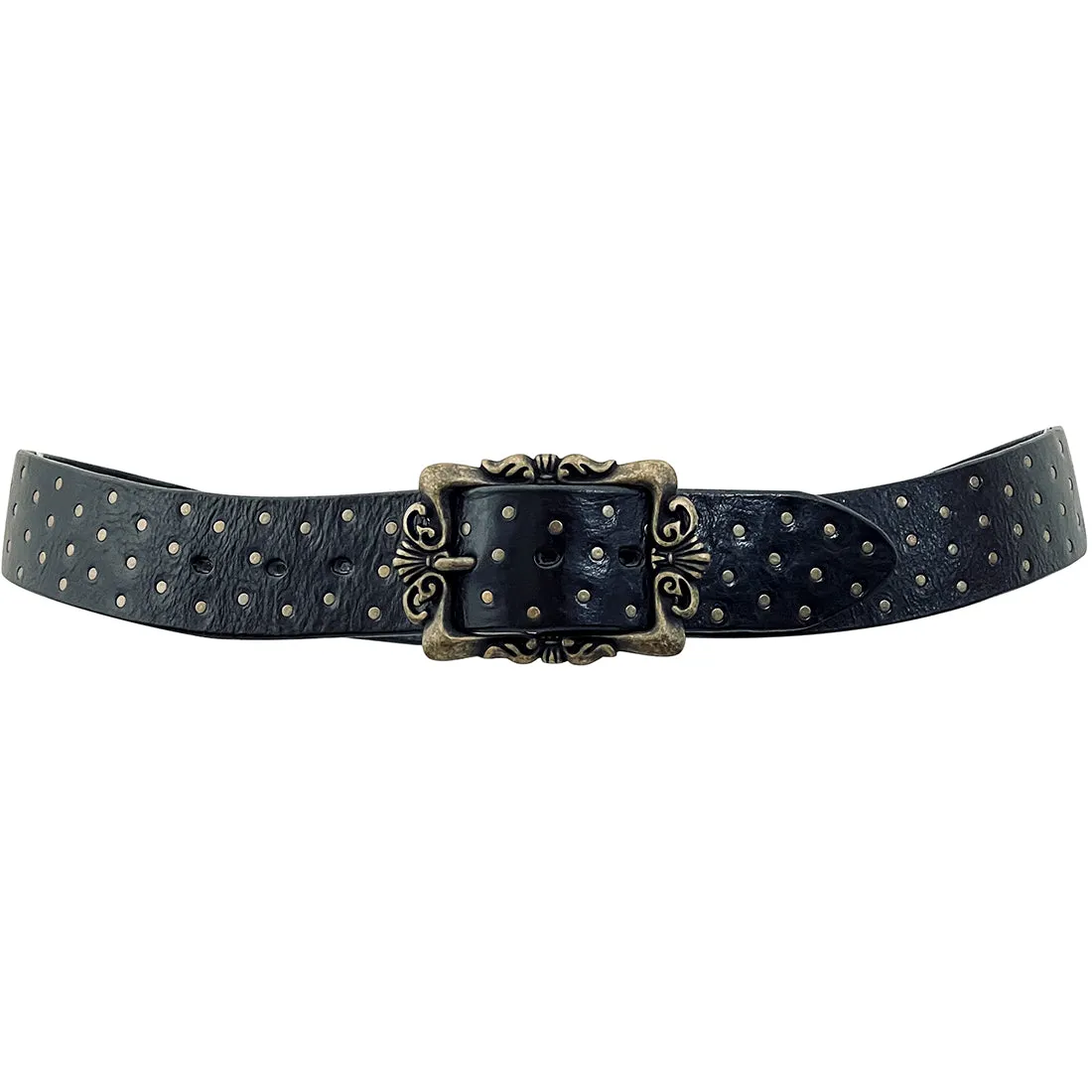 BRIO Curved Handmade Leather Tiny Rivet Belt
