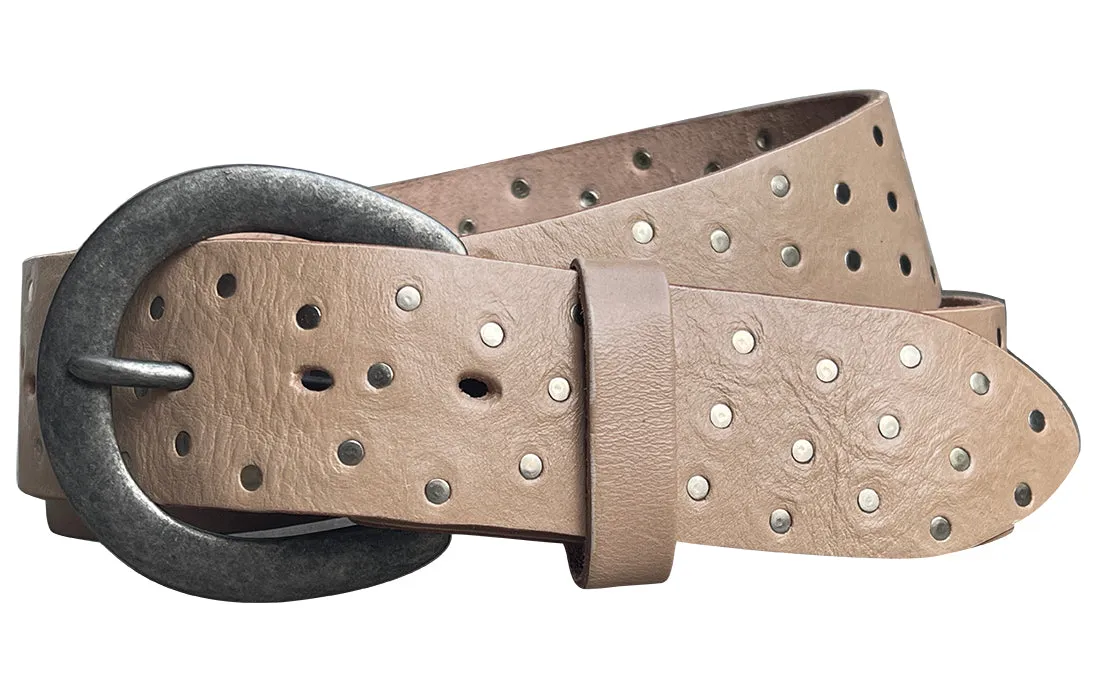 BRIO Curved Handmade Leather Tiny Rivet Belt