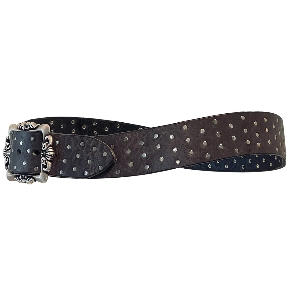 BRIO Curved Handmade Leather Tiny Rivet Belt