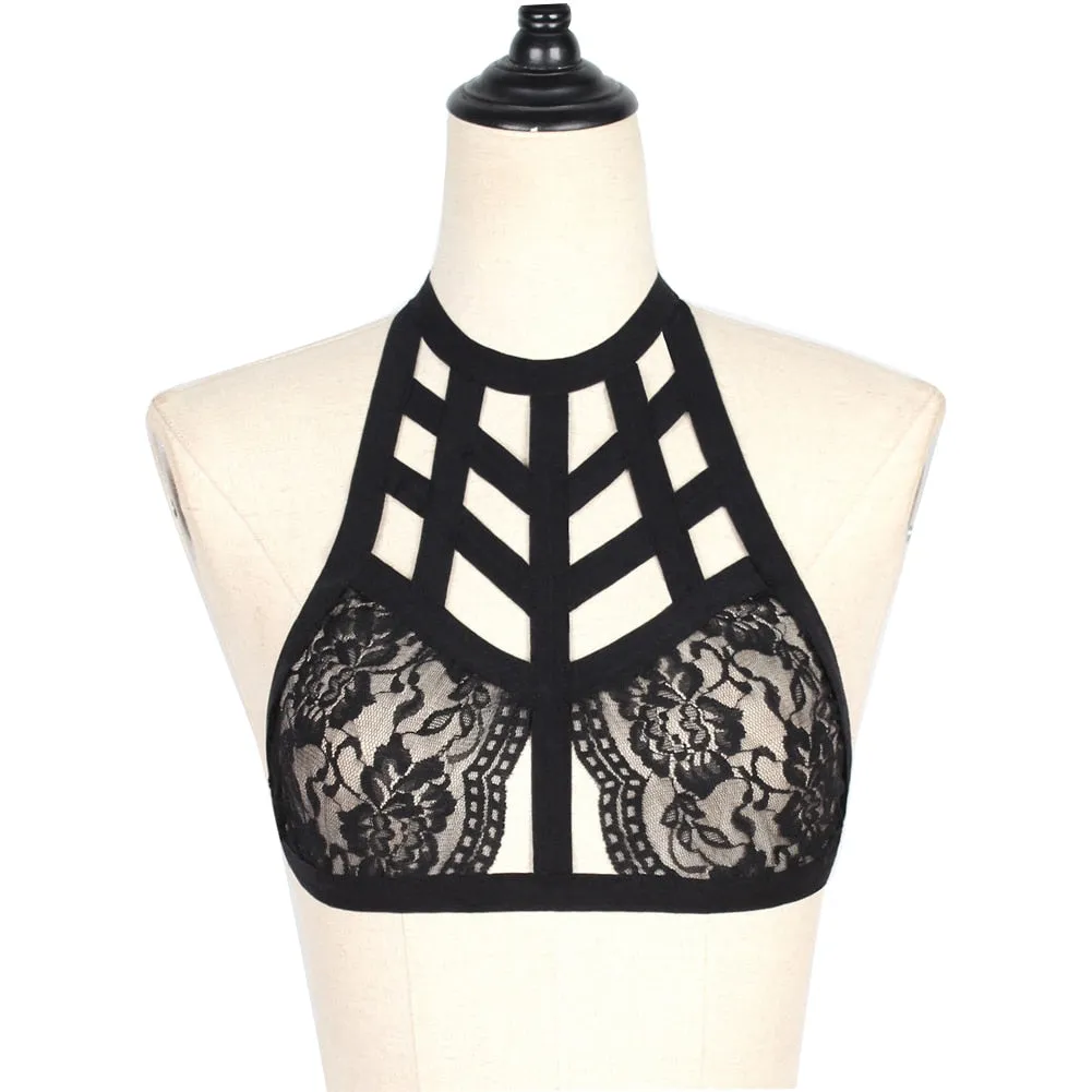 Cage Lace Harness Bra Goth Fetish Lingerie