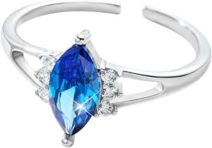 Cicy Bell Womens Statement Rings Platinum Plated Oval Cubic Zirconia Delicate Royal Blue Cut Engagement Open Rings for Gifts