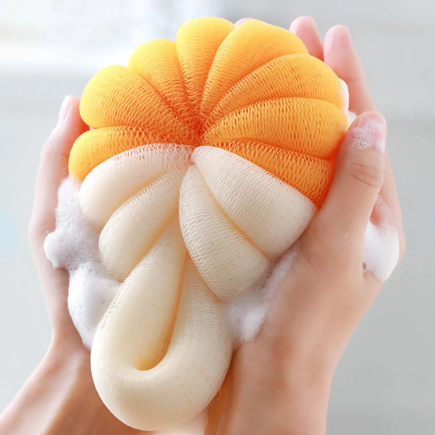 Cute Pumpkin Shaped Bath Sponge Mesh Balls