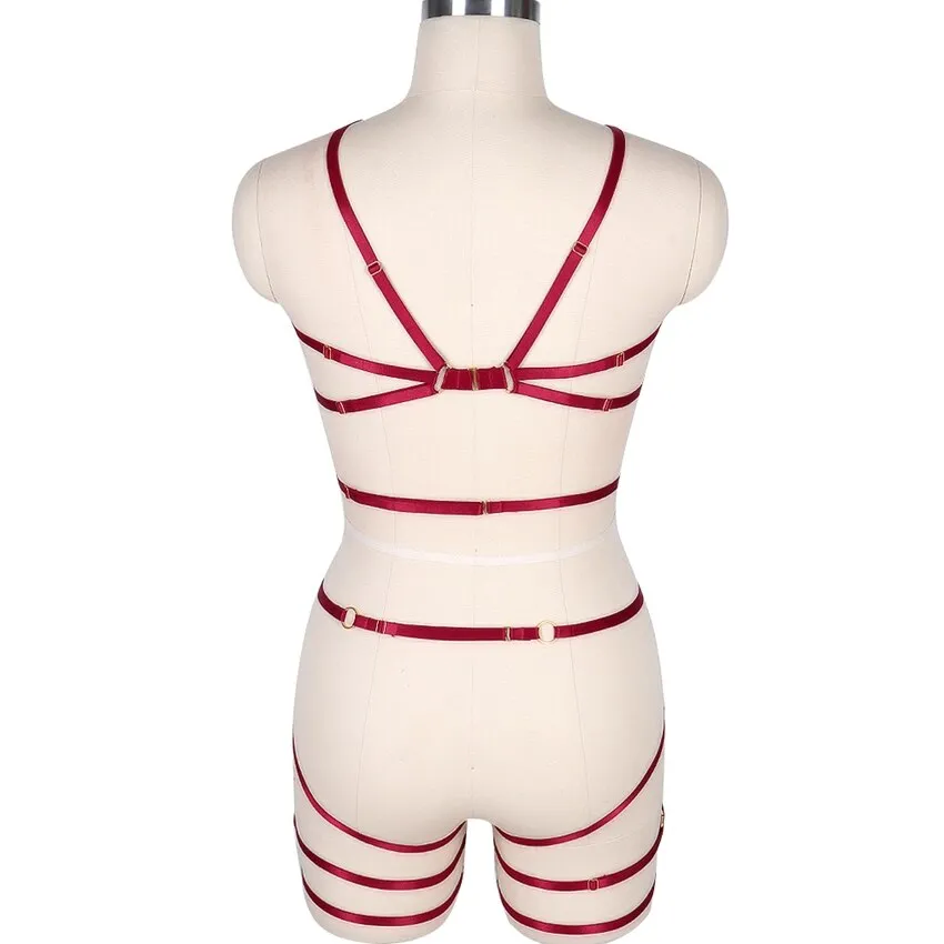 Full Body Pentagram Bondage Harness Bra Goth Fetish Lingerie