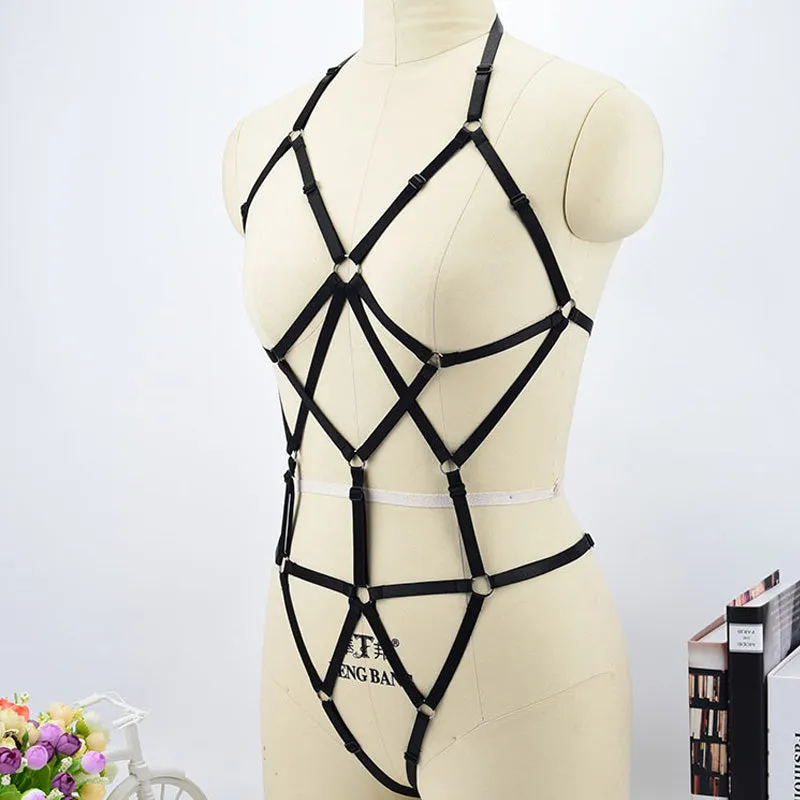 Full body X Cage Harness Bra Goth Fetish Lingerie