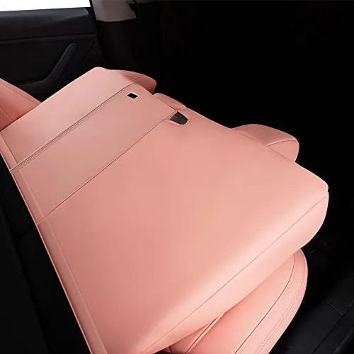 Full Coverage & Tailored Fit Faux Leather Seat Cover Set for Tesla Model 3 (Pink)