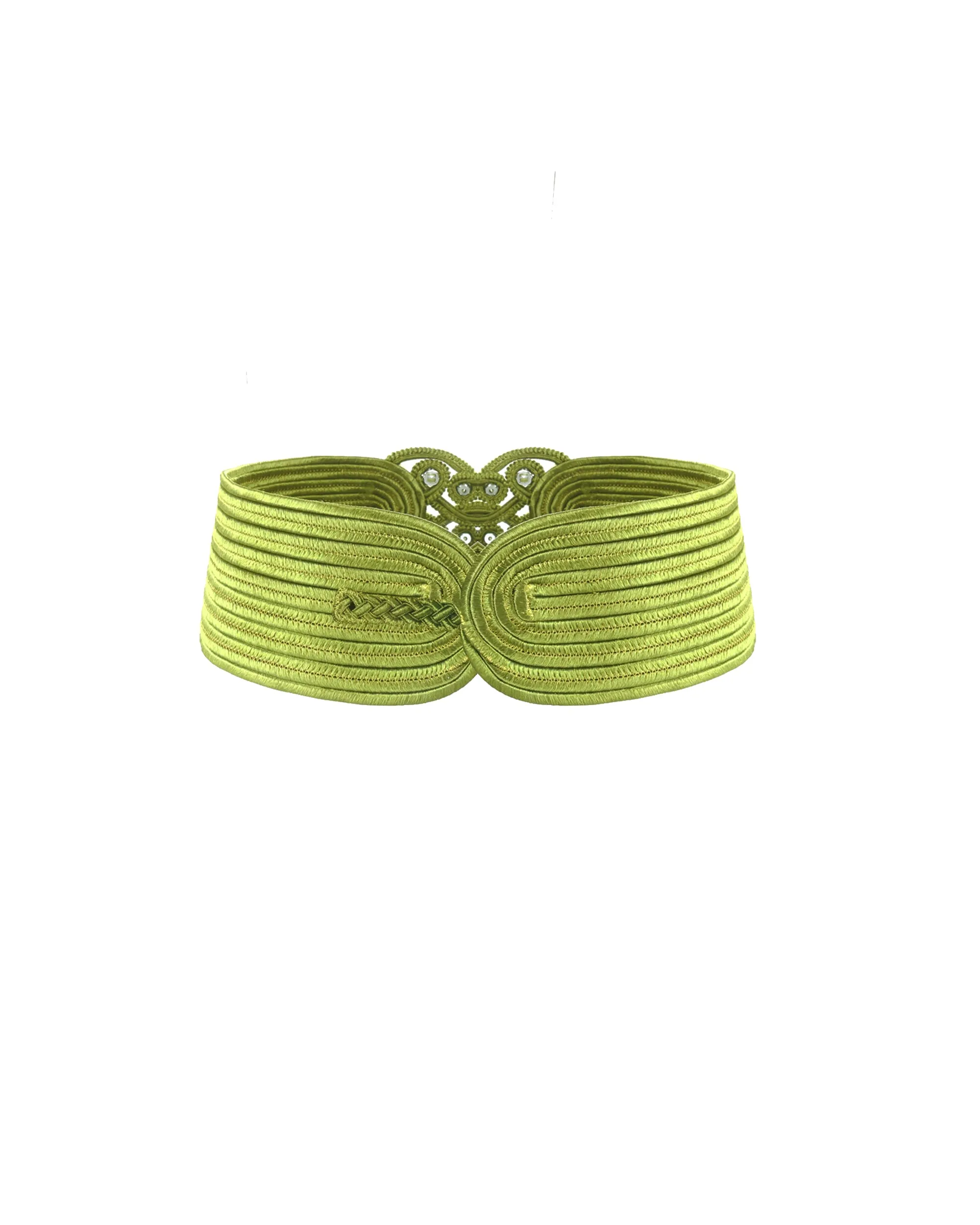 Knitted Green Belt With Stones