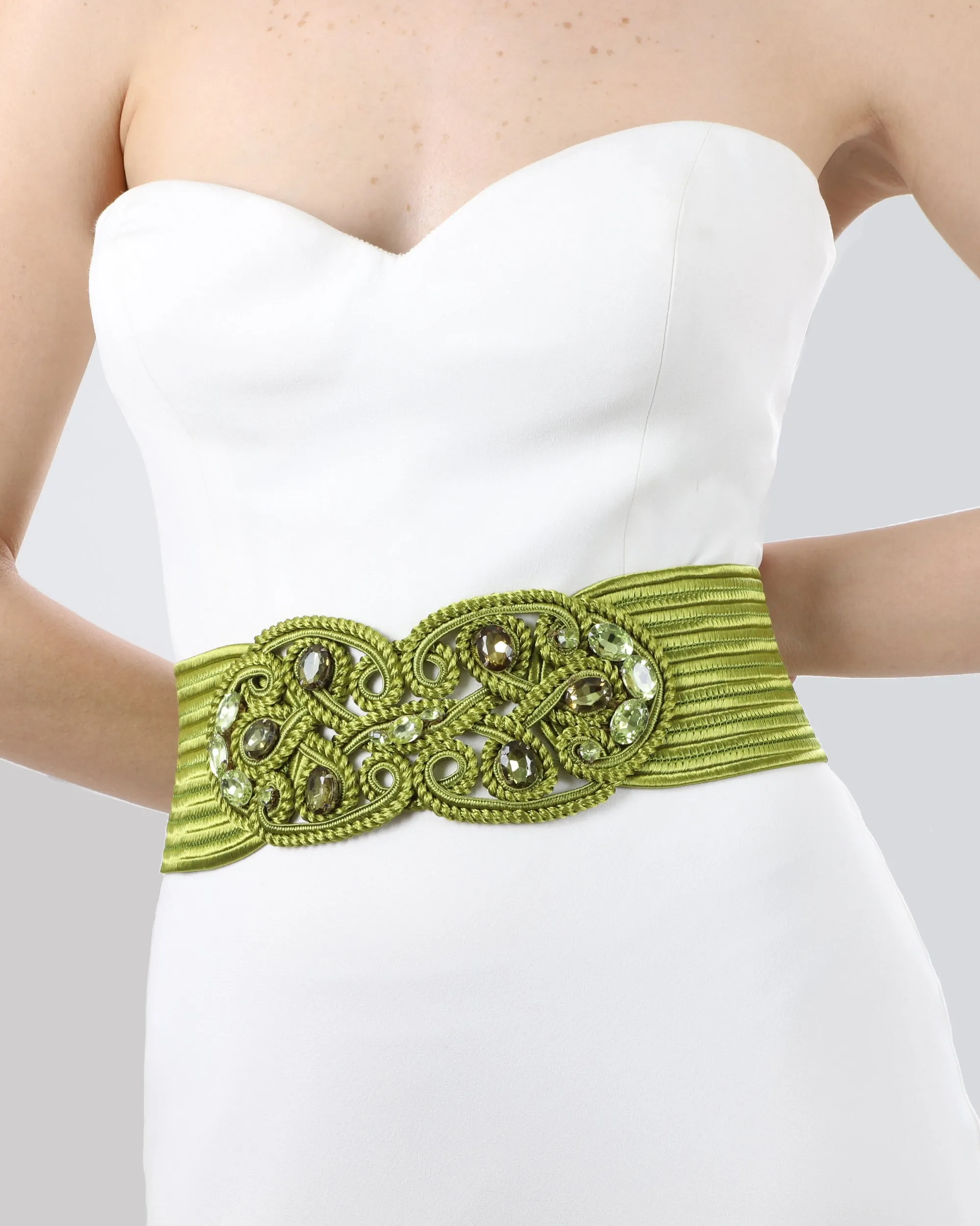 Knitted Green Belt With Stones