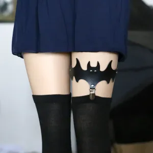 'Out of Hell' Black Goth Alt Bat Garter Suspender