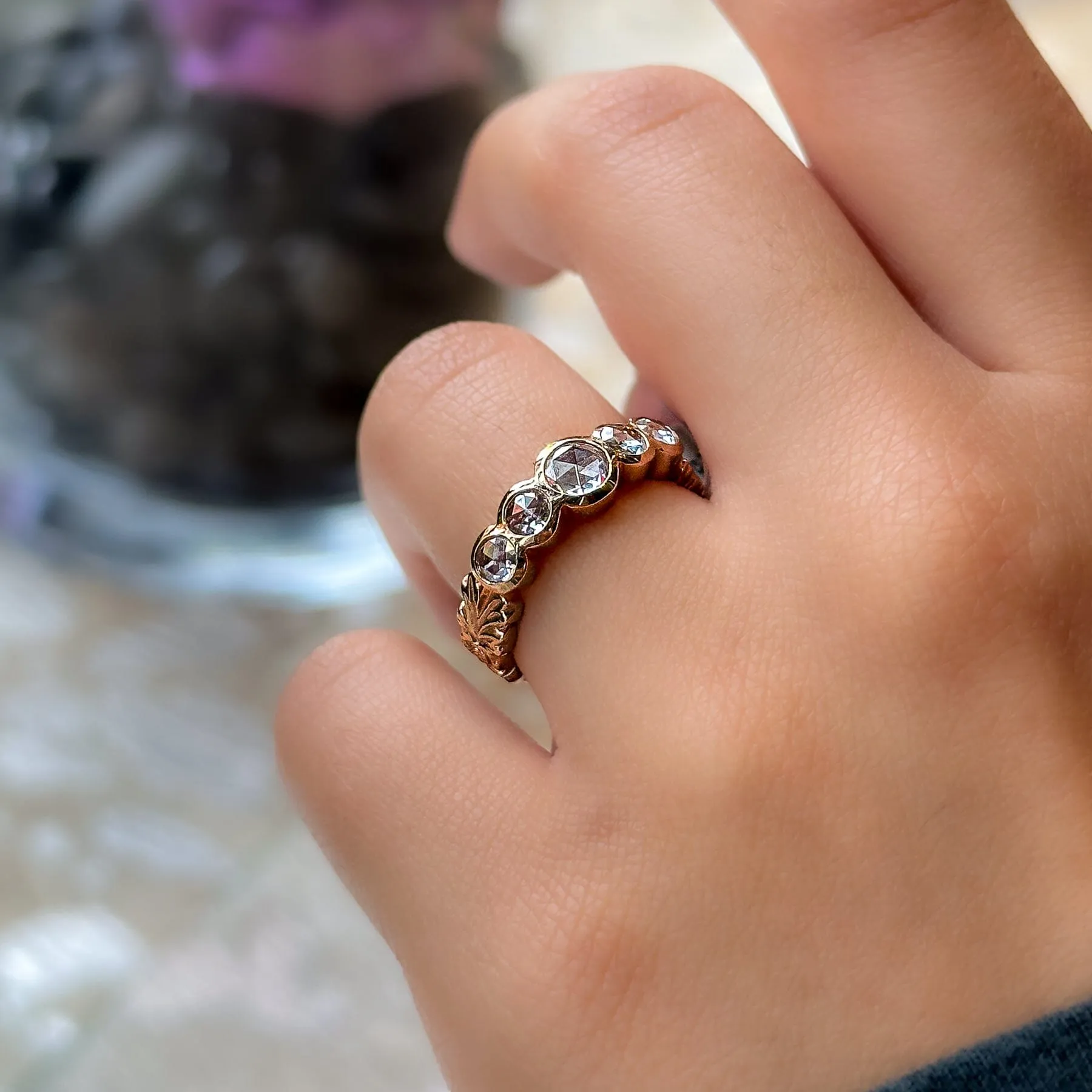Rose Cut Diamond Vine Ring