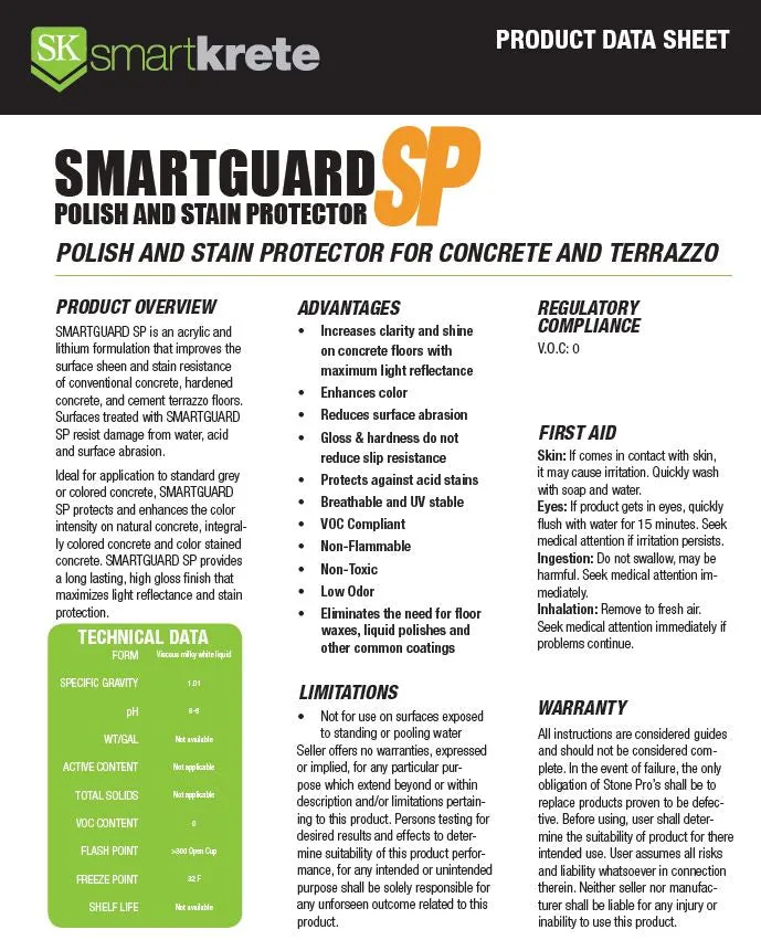 SmartGuard SP  Stain Protector & Glossy Sealer 1gal