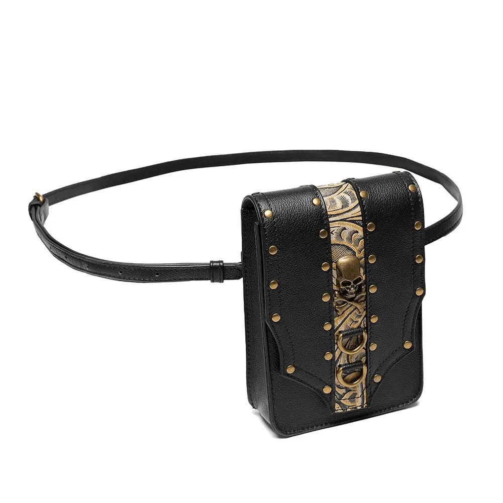 Women's One Shoulder Oblique Straddle Small Bag in Punk Style