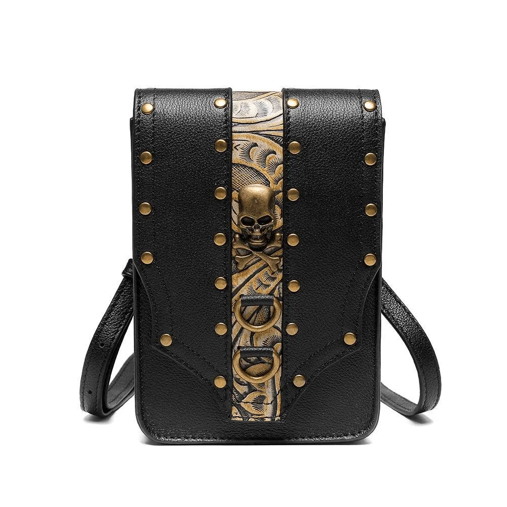 Women's One Shoulder Oblique Straddle Small Bag in Punk Style