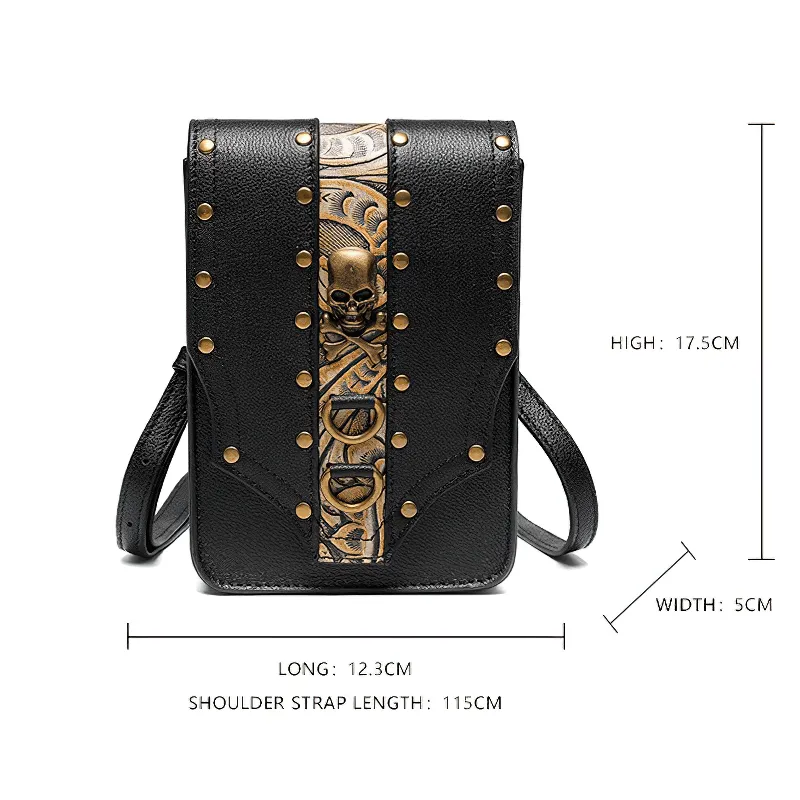 Women's One Shoulder Oblique Straddle Small Bag in Punk Style