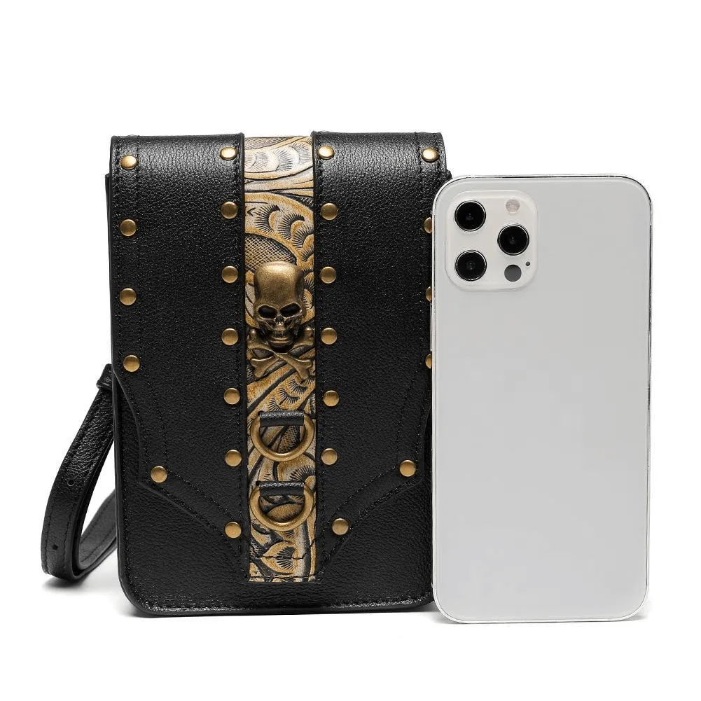 Women's One Shoulder Oblique Straddle Small Bag in Punk Style