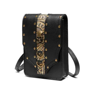 Women's One Shoulder Oblique Straddle Small Bag in Punk Style