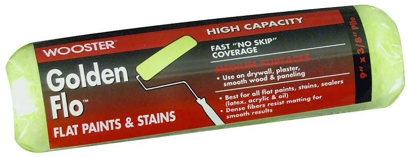 Wooster RR660-9 Roller Cover, 3/8 in Thick Nap, 9 in L, Dense Fabric Cover, Yellow :EA: QUANTITY: 1